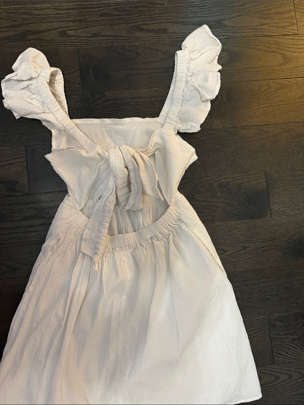 Francesca's Collections White Mini Dress with Ruffled Straps - Picture 3 of 3